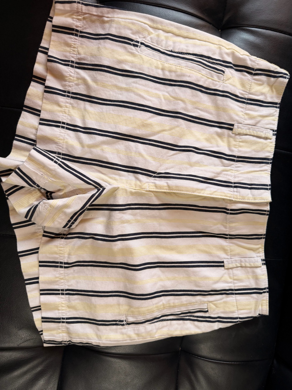 LOFT White Top with Black and Yellow Stripes